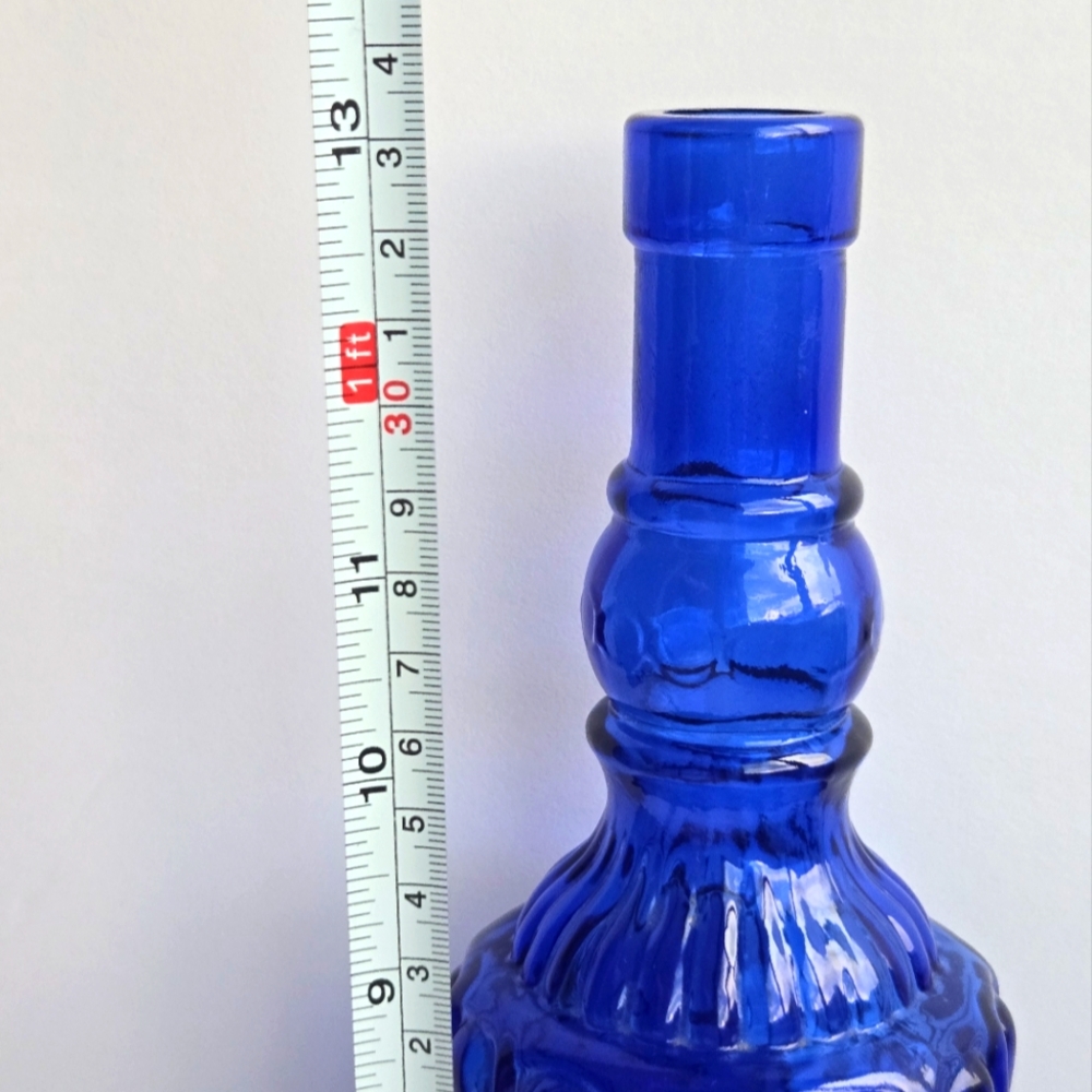 VTG PIER 1 Cobalt Blue Glass Bottle Decanter Braided Rope Design, Spanish Glass - Picture 7 of 7